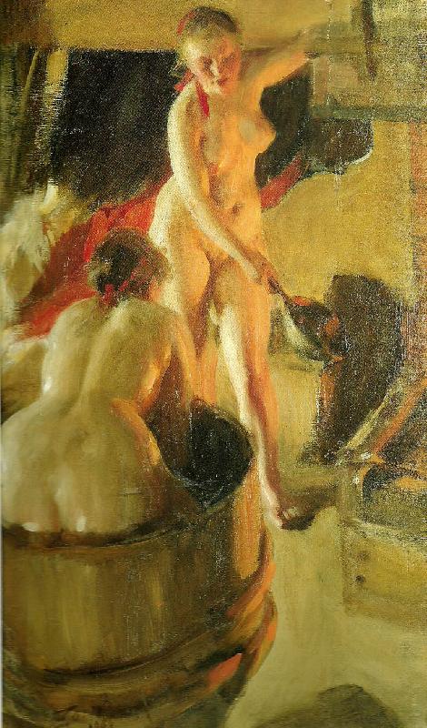 Anders Zorn badande kullor i bastun china oil painting image